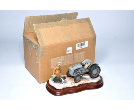 Border Fine Arts Limited Edition 'An early Start' model Number JH91B by Ray Ayres. Ferguson tractor on wooden base. No obviou