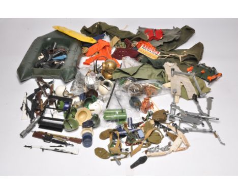 An interesting collection of Palitoy Action Man clothing, accessories and weapons. From a childhood collection.