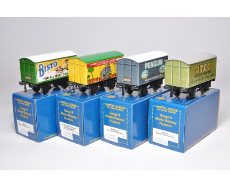 Ace Trains Horton Series O Gauge Model Railway issues comprising 4 x advertising vans in the liveries of Bisto, ATCO, Penguin