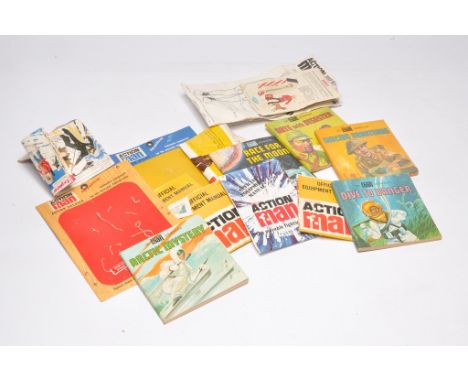 A group of Palitoy Action Man books and leaflets, as shown. Childhood toy collection so signs of playwear to some.