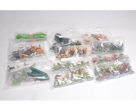 A collection of Britains plastic figures from the Deetail Range (mostly) including ACW, Cowboys, Indians, Paratroopers, Alien