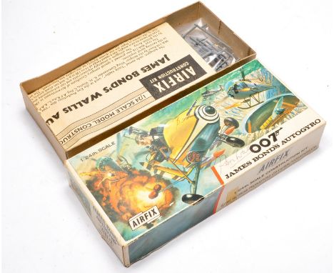 Airfix 1/24 plastic model kit comprising the James Bond 007 Autogyro. Box is also signed by the aircraft designer and stunt p