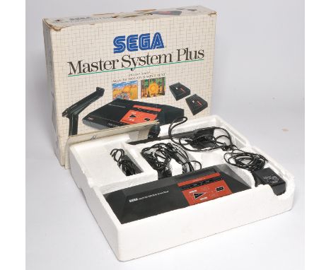 Sega Master System Plus Video Game console, mostly complete with cables, controllers, Light Phaser, etc. As shown.