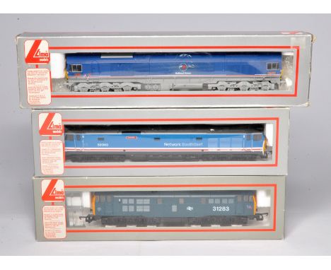 Lima Model Railway comprising trio of locomotives, to include, Network SouthEast, BR and National Power issues. All look to v