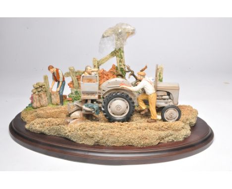 Country Artists 'End of the Ridge', featuring Ferguson TE20 Tractor, by Keith Sherwin, limited edition 241/300, on wood base,