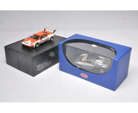 High detail 1/43 BMW M1 1979 Procar Series with original box and outer box, plus Autoart 1/43 Bugatti Veyron. Excellent in bo