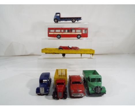 Dinky Toys - eight unboxed and playworn diecast model motor vehicles by Dinky Toys to include AEC single deck bus in red, far