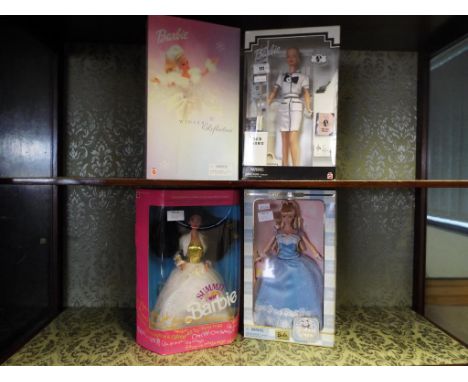 Barbie - four Barbie Dolls to include See's Candies 27289, Winter's Reflection 55682, Birthday Wishes 28434 and Summit Barbie