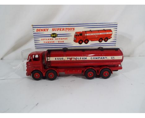 Dinky Supertoys - A Dinky Supertoys # 943 Leyland Octopus Tanker - Esso, red cab, chassis, tanker and hubs, "Esso Petroleum C