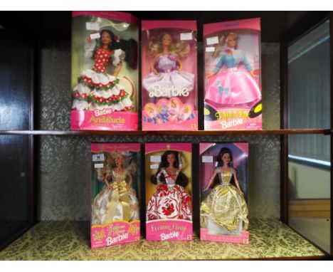 Barbie - six Barbie dolls to include 50's Fun special edition, Ribbon and Roses special edition, Magic Dreams, Andalucia, Sea