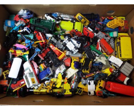 Diecast - a box containing a large quantity of unboxed predominantly playworn diecast model motor vehicles to include Matchbo