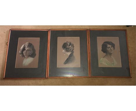 Three portrait prints signed by M.Tyrrell - 40cms x 32cms
