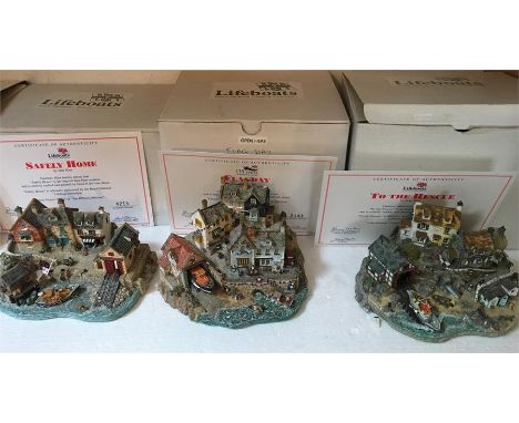 Danbury Mint: A collection of 5x Danbury Mint ceramic ' Lifeboat ' models - Flagday, To The Rescue, Rescuers Return, Safely H