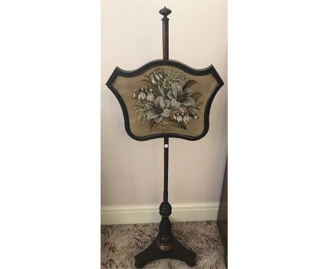 A 19thC beadwork firescreen woodwork a/f