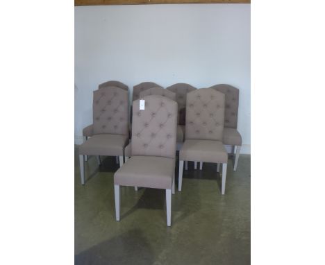 A set of eight  Bramblecrest dark grey button back dining chairs 