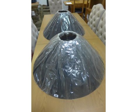 A pair of new black fabric coolie hat lamp shades - Diameter 70cm