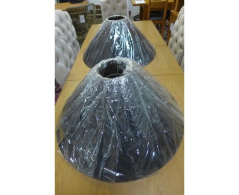 A pair of new black fabric coolie hat lamp shades - Diameter 70cm