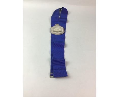 SILVER MEDAL, inscribed Ceann Suidhe Maryhill District Highland Association founded 1948, 85g, with blue sash