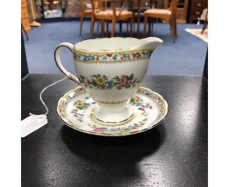 FOLEY MING ROSE TEA SERVICE, with floral decoration and gilt highlighting