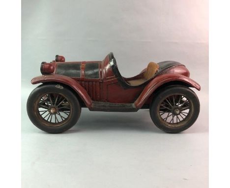 VINTAGE WOODEN MODEL OF A CAR, along with two others