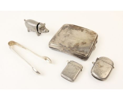 A silver cigarette case by S Blanckensee &amp; Son Ltd, Birmingham 1935, of rectangular form with engine turned decoration an