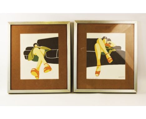 Bob Sanders (modern American),  Limited edition prints on paper,  'Girl On Settee Study I',  Signed in pencil lower right, ti