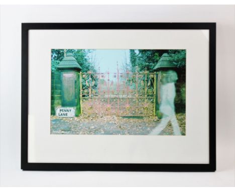 THE BEATLES / JOHN LENNON INTEREST:Stone Images,  Photographic print on paper,  The Strawberry Field gate, with Penny Lane ro