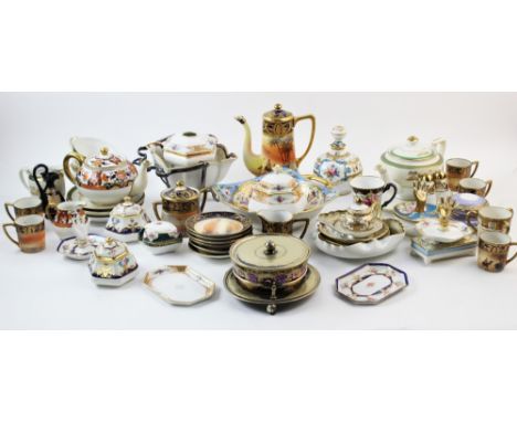 A Noritake desert pattern coffee service, comprising: a coffee pot, five coffee cans, six saucers, a milk jug and a sucrier a