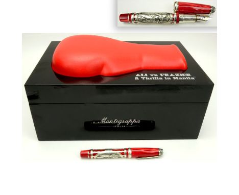 Montegrappa Ali vs Frazier Thrilla in Manila fountain pen in sterling silver with 18k nib. Limited edition 087/350. Complete 