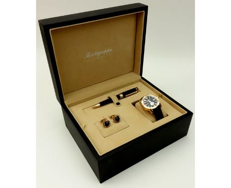 Montegrappa Nelson Mandela Special Limited Edition Rollerball Pen, Watch & Cufflink Set. New In Box with papers. Edition 377/