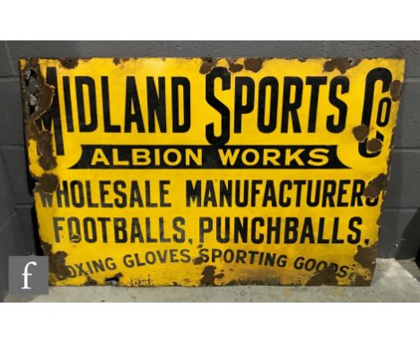 An early 20th Century enamel advertising sign for 'Midland Sports Co, Albion Works, Wholesale Manufacturers, Footballs, Punch