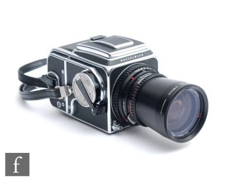 A 1970 Hasselblad 500 C medium format camera, serial number US108114, film back serial number RV3194018 (1981), fitted with a