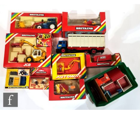 A collection of assorted Britains 1:32 scale models, mostly farm, to include 9584 Ford Tractor with Front Loader and Loads, 9