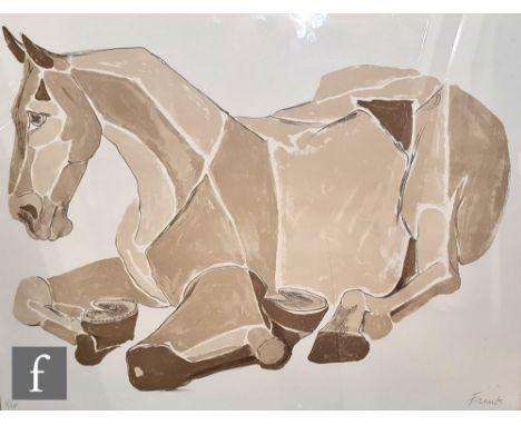 DAME ELISABETH FRINK, RA (1930-1993) - 'Lying Down Horse', lithograph, signed in pencil and numbered 61/100, framed, 60.5cm x