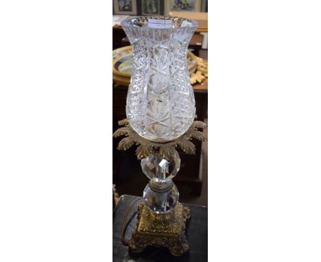 Unusual gilt metal and glass mounted vintage table lamp, 57cm high