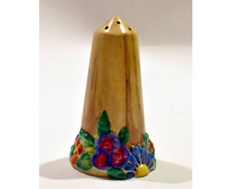 Clarice Cliff sugar shaker decorated with the My Garden pattern  