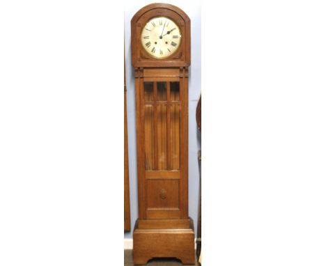 Early 20th century oak cased longcase clock of short proportions, 165cm high  