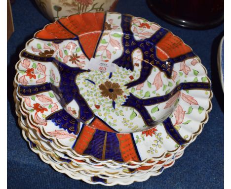 Group of mid-19th century Copeland plates and two bowls, all decorated with a Japan style pattern, 25cm diam (6)