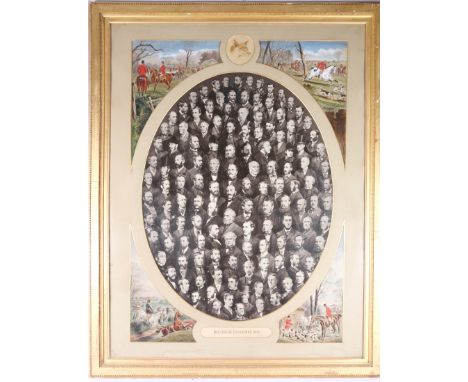 TUCK Wm Hy & Co.  Masters of Foxhounds 1875.  Large oval composite photograph of the Masters of Foxhounds, mounted in Victori