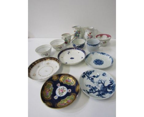 18th CENTURY ENGLISH TEAWARE, Worcester and other 18th Century cream jugs, cups, saucers and other tableware (mainly damaged)