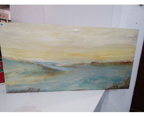 CHETANA THORNTON, signed painting on canvas "The Light Within" 50cm x 100cm 