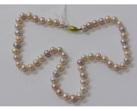 PEARL NECKLACE, 18" pearl necklace with 14ct gold clasp 