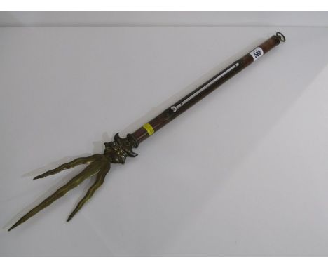 ANTIQUE THERMOMETER, a novelty trident design hanging wall thermometer, 62cm length 