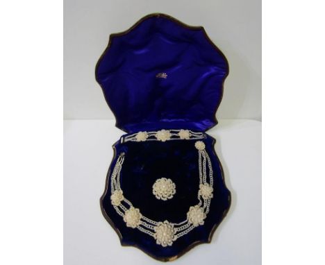 ANTIQUE PEARL BROOCH NECKLACE &amp; BRACELET SET IN FITTED BOX, by I Mayer Goldsmith &amp; Jeweller, 68 &amp; 70 Lord Street,