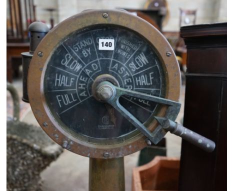 A vintage Chadburn's ships telegraph, brass cased, height 118cm**CONDITION REPORT**PLEASE NOTE:- Prospective buyers are stron