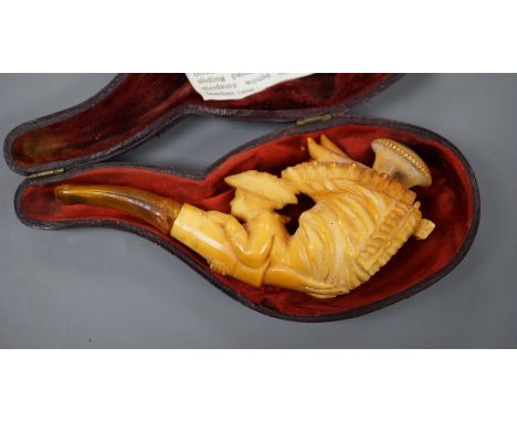 A Victorian erotic meerschaum pipe, 10.5 cm long, cased**CONDITION REPORT**PLEASE NOTE:- Prospective buyers are strongly advi