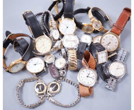Seven assorted gentleman's wrist watches including steel Ingersoll and steel Technics, Adano and Sekonda and twelve assorted 