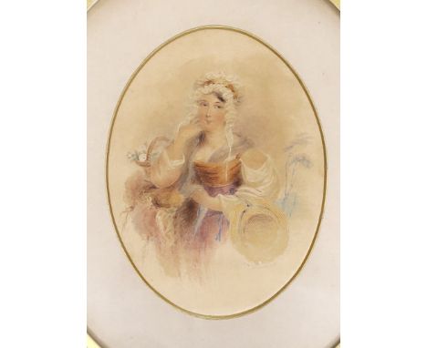 Victorian School, watercolour, Portrait of Mrs Dalmscott, inscribed in pencil, 19 x 14cm**CONDITION REPORT**PLEASE NOTE:- Pro