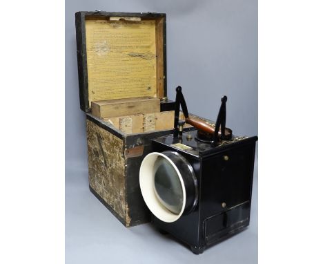 A WWI cased military signalling lamp B, dated 1914, British Ordnance broad arrow marks, case 31 cm high**CONDITION REPORT**PL