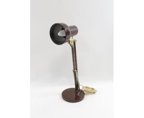 A vintage Danish brown metal desk lamp by Lyskaer Belysning, 48cm high